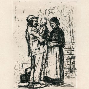 Kathe Kollwitz &quot;Begrüssung&quot; original etching