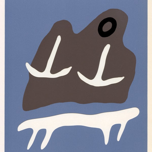 Jean Hans Arp serigraph with cut-outs "Mountain, Table, Anchors, Navel"