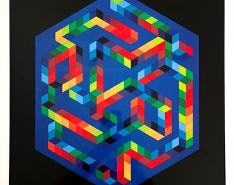 Litografía de Victor Vasarely "Babel 3"