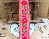 Soft pink daisd jacquard ribbon 4 cm