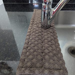 Drip Catcher/Sink Drying/Splash Mat - Long - Chocolate Brown - Various sizes and Openings - Home or RV - One opening,  2 1/4 in. or Oval