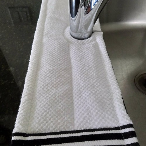Drip Catcher/Sink Drying/Splash Mat - White w/Black, Tan, Turquoise, Red, Gray - About 25 1/2 by 6 3/4 in. - Home or RV - Opening 2 1/4 in.