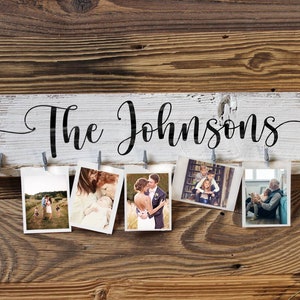 Personalized Twine Photo Holder . Rustic Family Photo Sign . Hand Written Brag Board. Vintage Wooden Picture Display . Farmhouse Card Hanger
