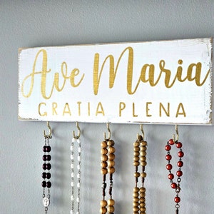 Rosary Wall Holder . Rustic Rosary Display . Rosary Wall Hanger . Catholic Family Prayer Wall image 4