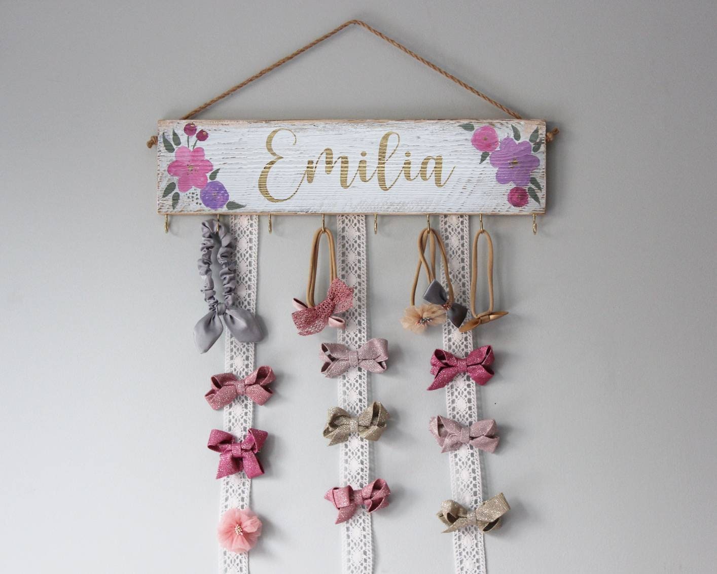 Nursery Headband Hanger, Nursery Decor, Gift for Baby Girl, Personalized  Nursery, Hairbow Holder, Bow Organizer for Girl, Baby Gifts H44 