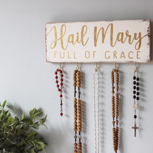 Rosary Wall Holder . Rustic Rosary Display . Rosary Wall Hanger . Catholic Family Prayer Wall image 8