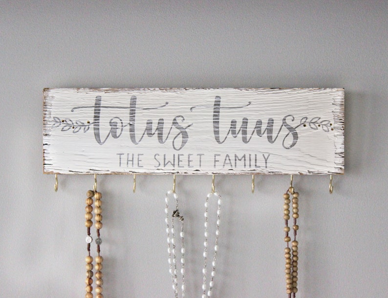 Personalized Catholic Housewarming Gift . Rosary Holder Wall . Farmhouse Catholic Home Decor . Rustic Rosary Hanger . Catholic Wedding Gifts White + Silver