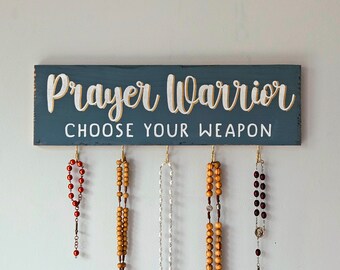 Farmhouse Rosary Holder Wall . Hand Painted Rosary Display . Catholic Decor Wall Hanger. Catholic Family Prayer Wall. Catholic Birthday Gift