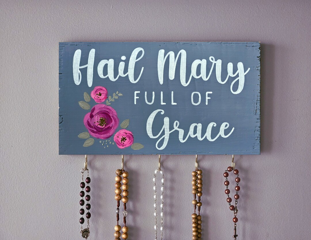 Rosary Rack Rosary Wall Hanger . Vintage Rosary Holder . Farmhouse Catholic Décor ...