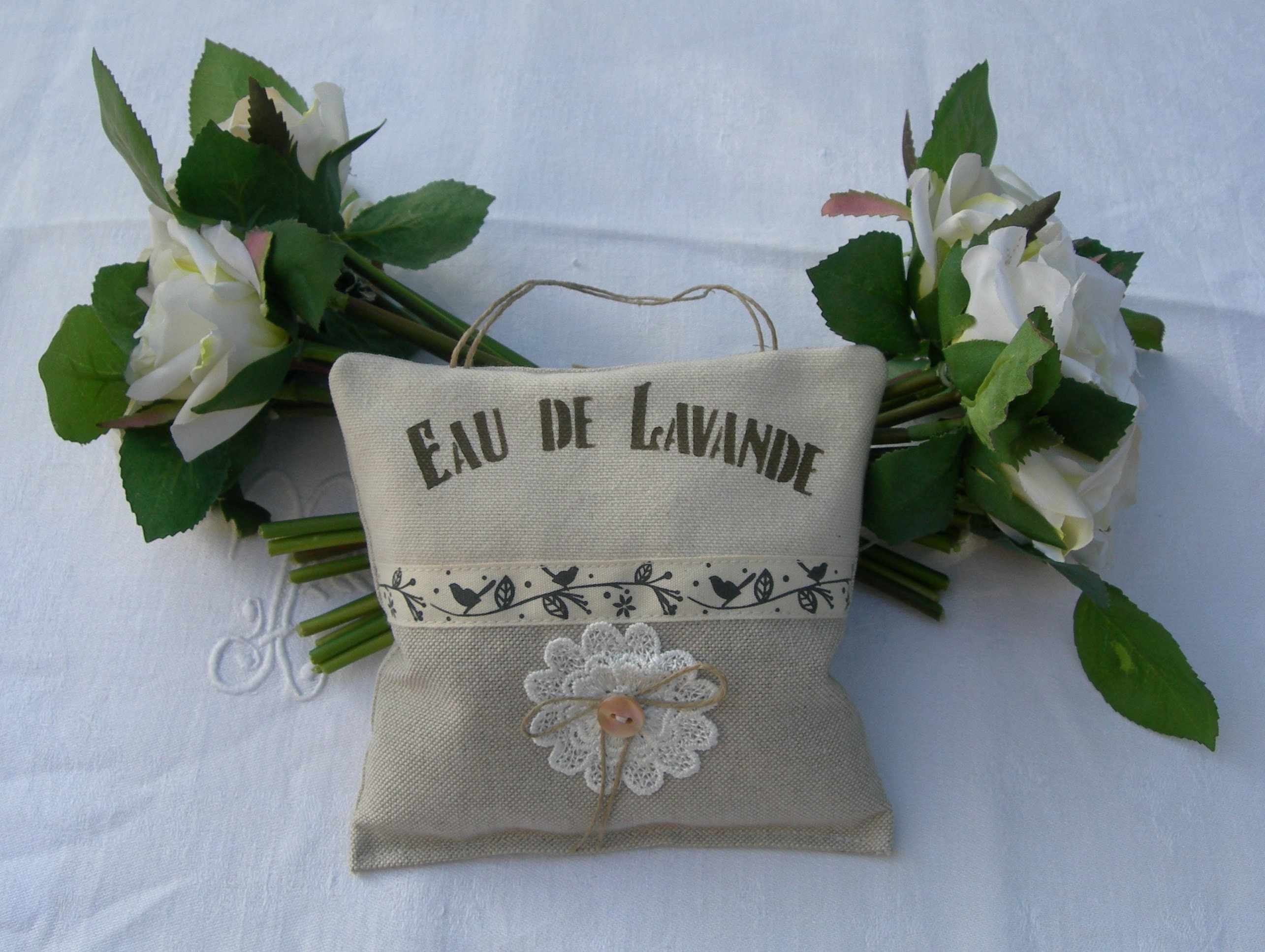 Coussin de Porte Lavande Provence Peint Main