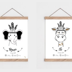 Affiches Boho personnalisables ours, lion, lapin, Koala, éléphant, girafe / affiche animaux