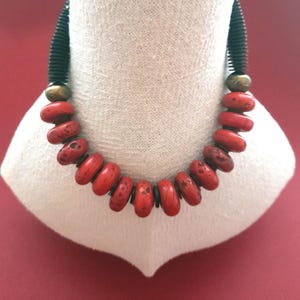 Necklace with coral glas beads from Nigeria