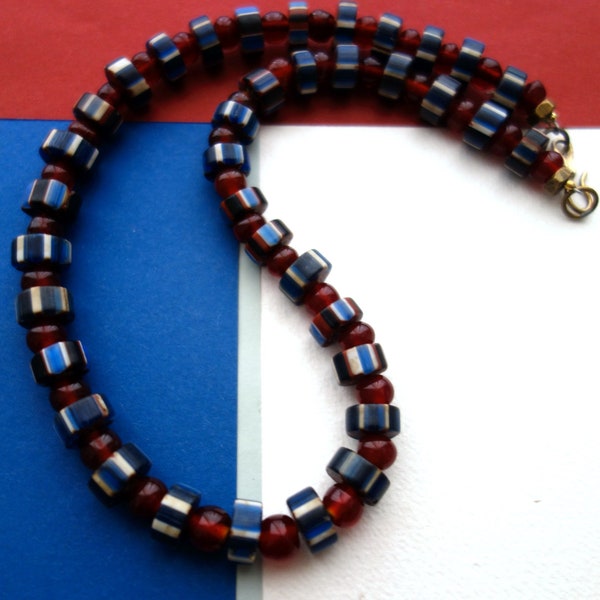 Long necklace with chevron beads from West Africa