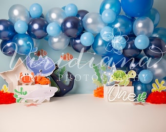 Unter dem Meer, Ozean digitaler Hintergrund, Ein Jahr digitaler Hintergrund für Jungen, Kuchen zerschlagen digitaler Hintergrund, unter dem Meer digitaler Hintergrund