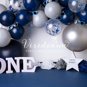 Photography Digital Backdrop, One year digital backdrop for boy, Cake Smash digital backdrop, One Cool Dude digital backdrop