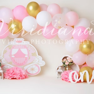 Princess, Carriage,  Digital Backdrop, One year digital backdrop for girl, Cake Smash digital backdrop, Princess digital backdrop