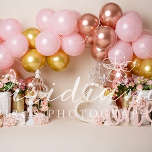 Princess, Floral,  Pearls, Digital Backdrop, One year digital backdrop for girl, Cake Smash digital backdrop, Princess digital backdrop