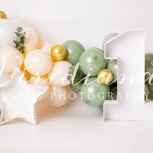 White Neutral, Digital Backdrop, One year digital backdrop for boy, Cake Smash digital backdrop, Green digital backdrop