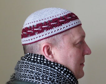 Gorro de punto de ganchillo para hombre, gorro de calavera para quimio, sombrero de verano para hombre, sombrero musulmán