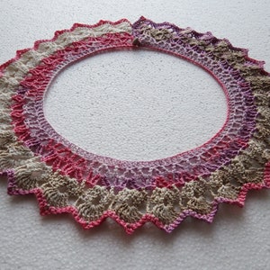 Pink Lace Collar Peter Pan Detachable Collar Crochet Neck Accessory