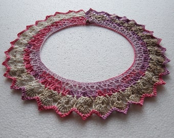 Pink Lace Collar Peter Pan Detachable Collar Crochet Neck Accessory