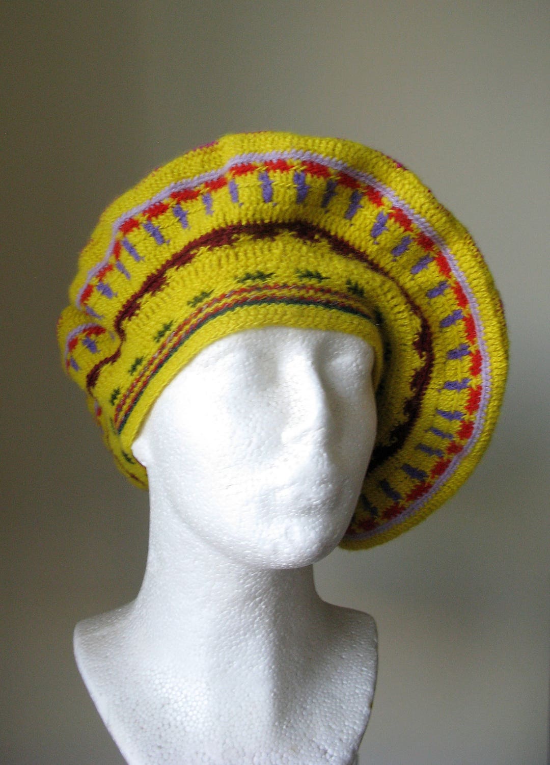 Niña Boina Sombrero Tejido a Mano Lana Boina Amarilla Boina Crochet ...