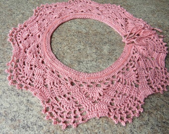 Pink Lace Collar Peter Pan Detachable Collar Crochet Neck Accessory