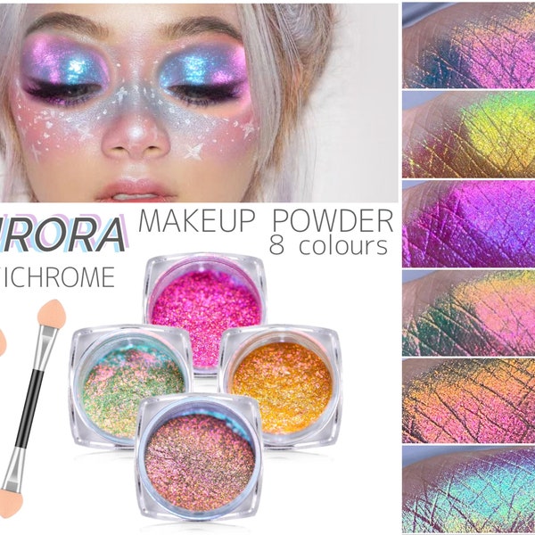 Aurora Multichrome Makeup Einhorn Pigment Lidschatten Gesicht Körper Schimmer Regenbogen Farbwechsel Chamäleon Multi Chrome Lose Farbe Puder Auge