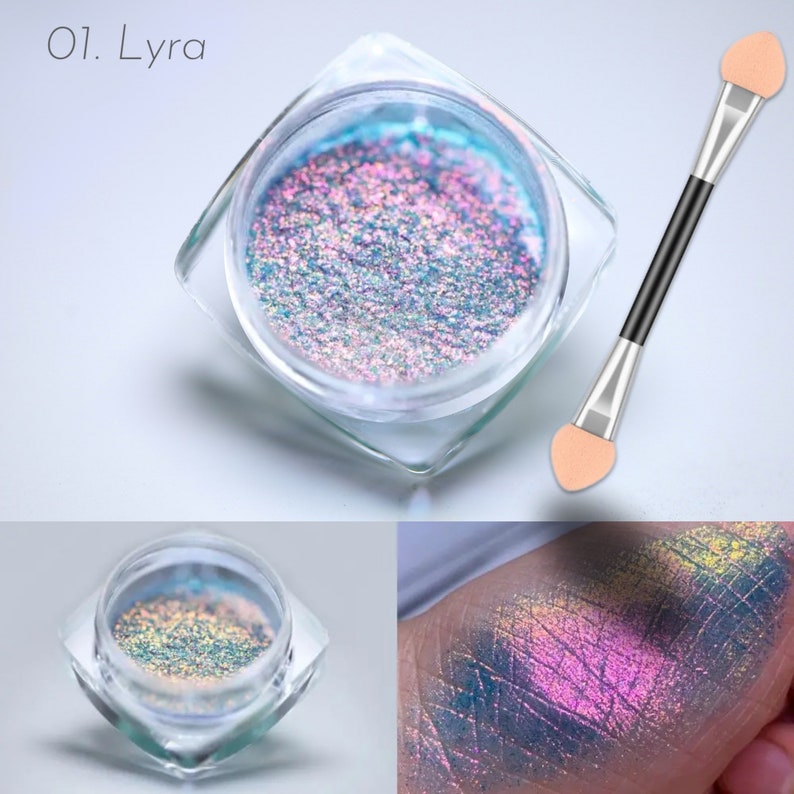 Aurora Multichrome Makeup Unicorn Pigment Eyeshadow Face Body Shimmer Rainbow Colour Shifting Chameleon Multi Chrome Loose Color Powder Eye image 3