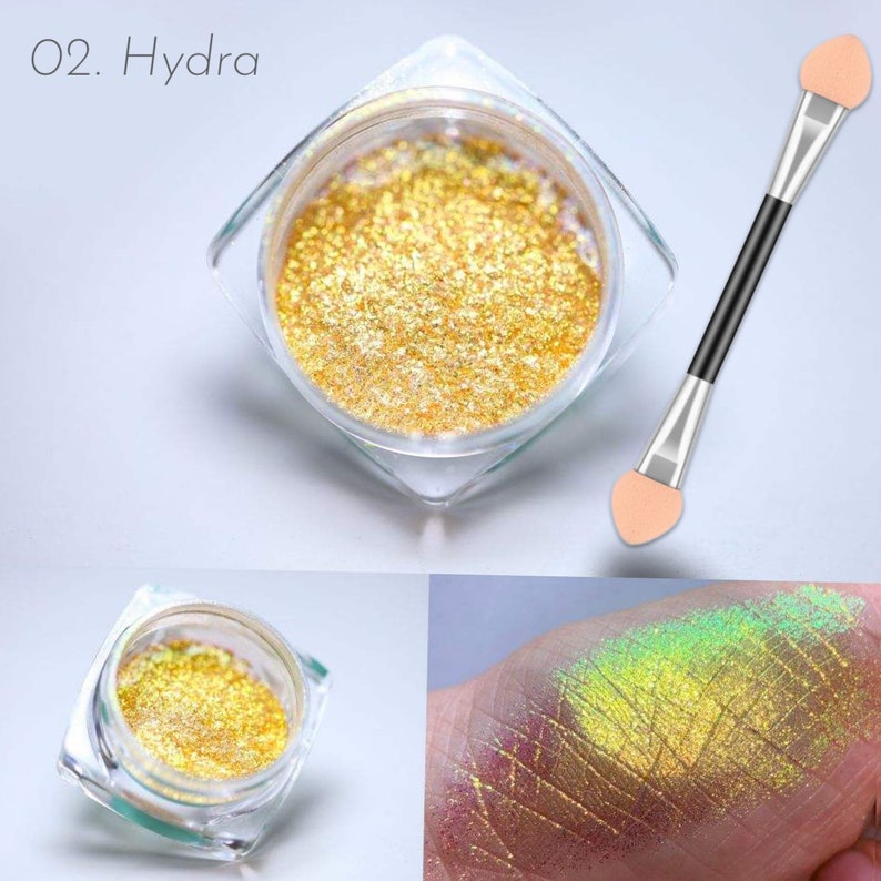 Aurora Multichrome Makeup Unicorn Pigment Eyeshadow Face Body Shimmer Rainbow Colour Shifting Chameleon Multi Chrome Loose Color Powder Eye image 4