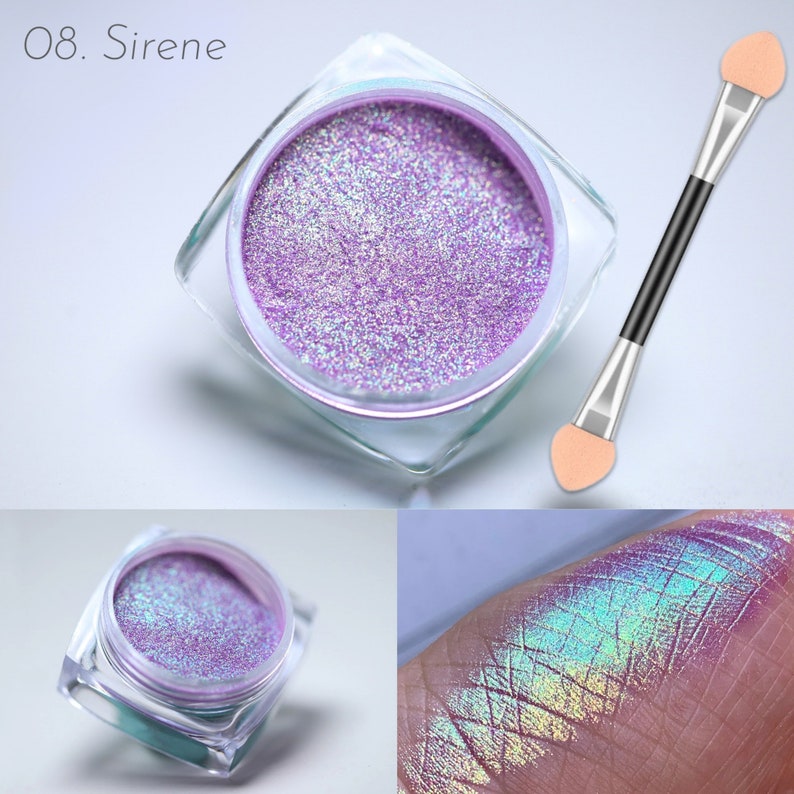 Aurora Multichrome Makeup Unicorn Pigment Eyeshadow Face Body Shimmer Rainbow Colour Shifting Chameleon Multi Chrome Loose Color Powder Eye image 10