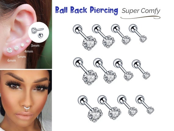 Tragus piercing with ball on best sale back