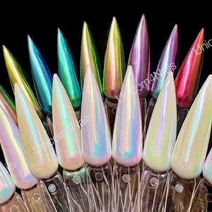 AB Unicorn Aurora Nail Chrome Powder Crystal Mirror Effect Rainbow Colors Mermaid Nails Shiny Sparkly Dust Glass Shimmer 9 kolorów Pink Blue