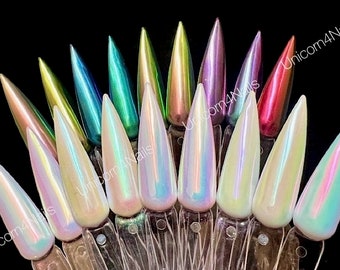 AB Unicorn Aurora Nail Chrome Powder Crystal Mirror Effect Rainbow Colors Mermaid Nails Shiny Sparkly Dust Glass Shimmer 9 Colours Pink Blue