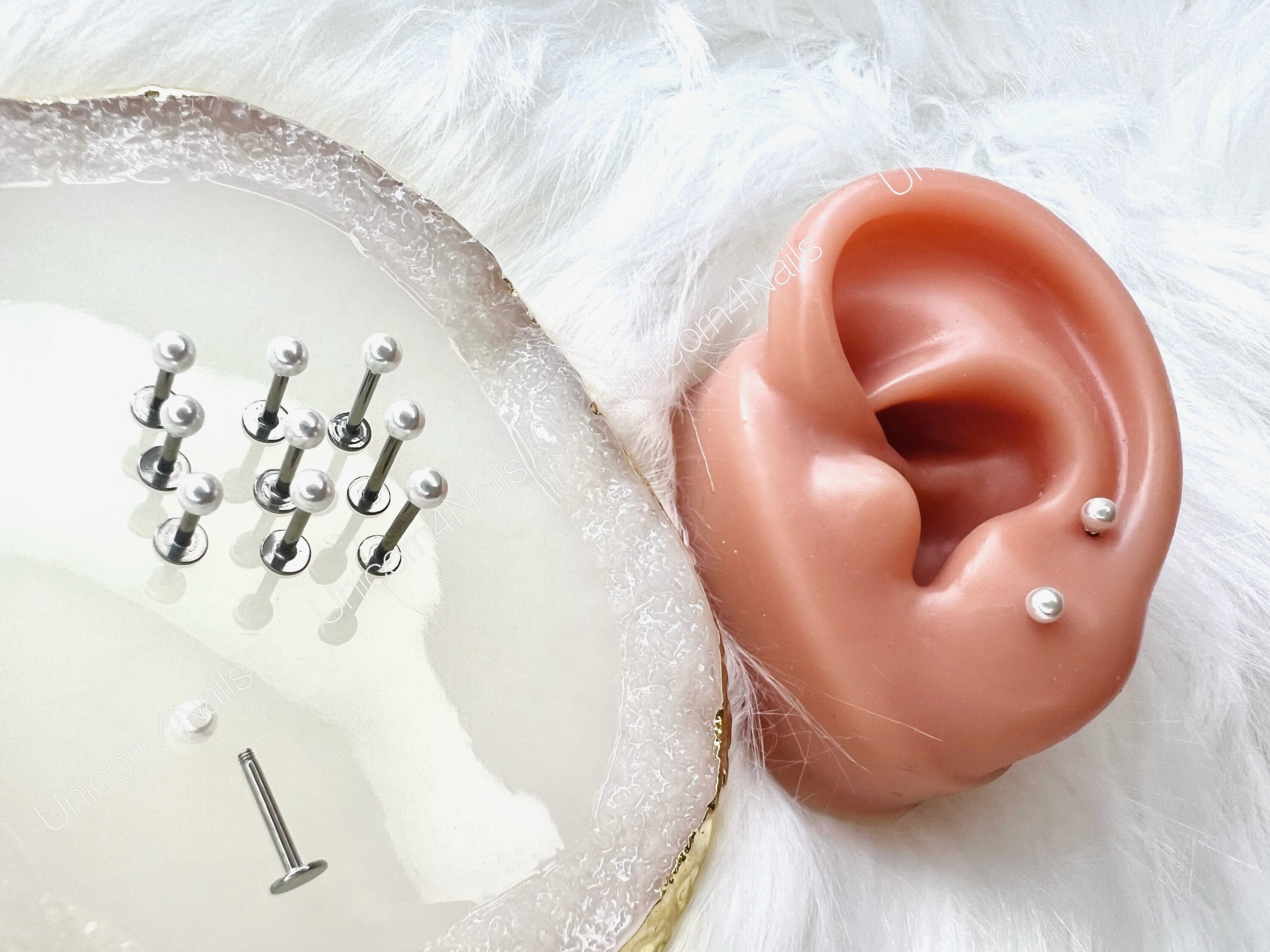 CASSIECA 6 Pezzi Cartilagine Orecchini In Acciaio Inossidabile Per Donne Ragazze Orecchini In Fiore Conch Barbell Piercing Tragus Helix Body Piercing Gioielli 16G - Foto 5