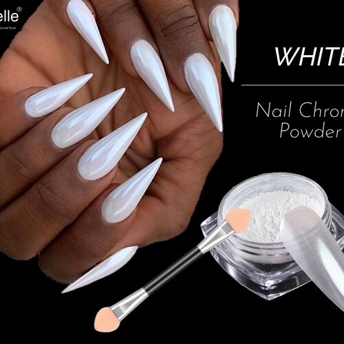 WHITE CHROME POWDER Matte Pigment Pearl Nail Pigment Art Etsy