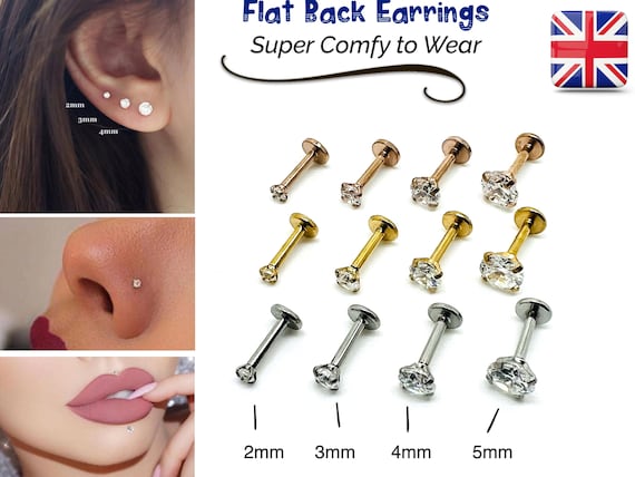 14K Gold Iolite Gemstone Cartilage Earring | Musemond