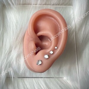 Cartilage Earrings Stud Clear Gem 16G Flat Disc Back Tragus Nose Helix Labret Piercing Screw On Medusa Dahlia Bites Rook Upper Lobe image 6