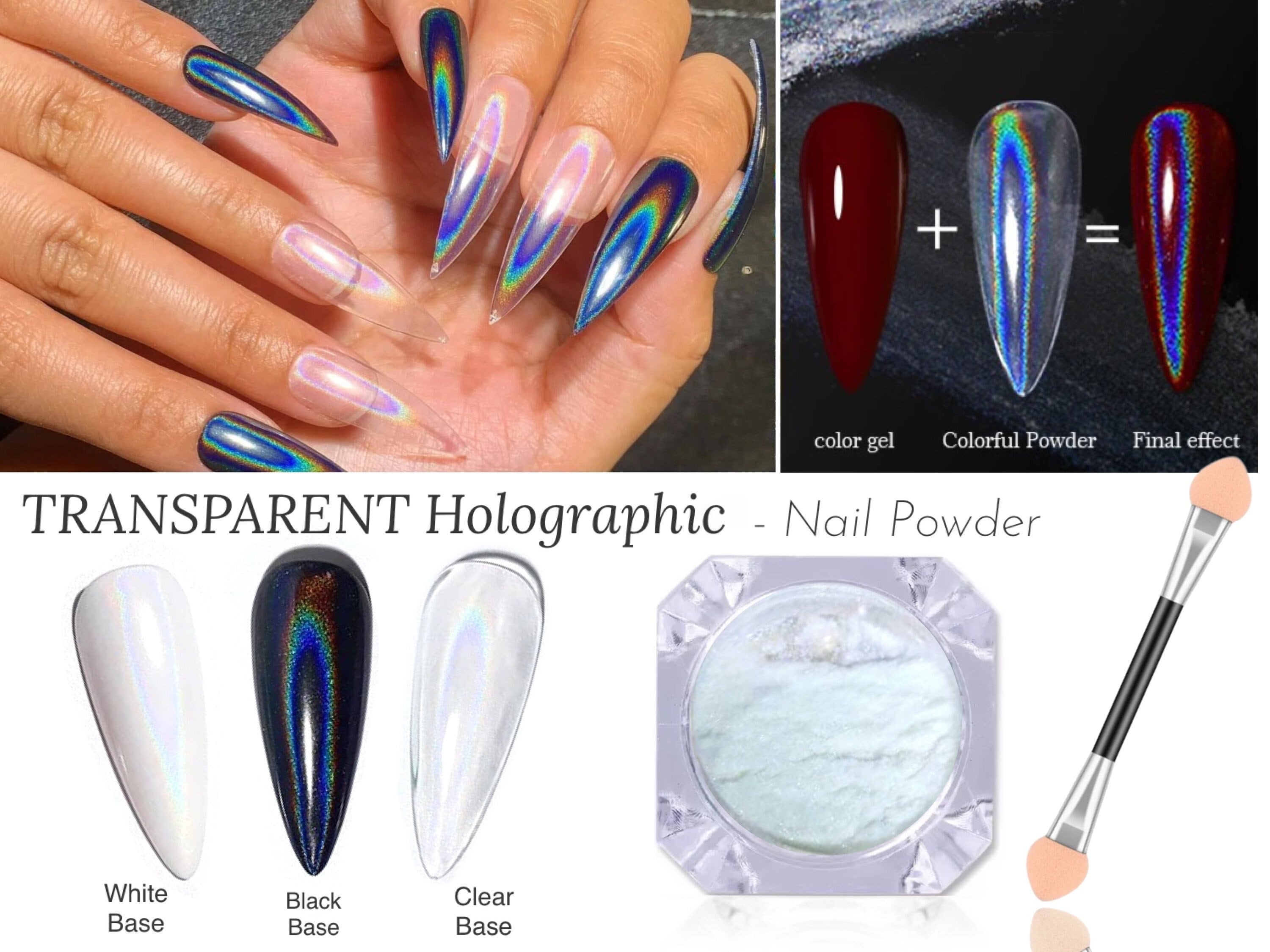 Holographic Nail Powder Chrome Laser Mirror Glitter Design Nail