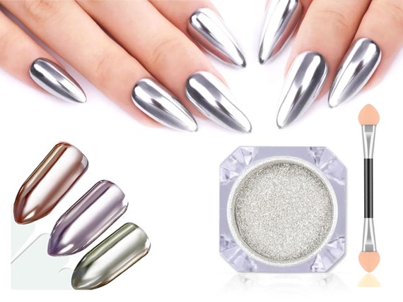 Silver Nail Mirror Chrome Powder Metallic Colour Nails Shimmer