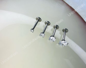 CASSIECA 6 Pezzi Cartilagine Orecchini In Acciaio Inossidabile Per Donne Ragazze Orecchini In Fiore Conch Barbell Piercing Tragus Helix Body Piercing Gioielli 16G - Foto 2