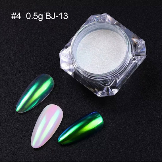 Mirror Nail Powder Pigment Pearl White Rubbing On Nail Art Glitter Dust  Chrome Aurora Blue Manicure Holographic Decorations Trzy