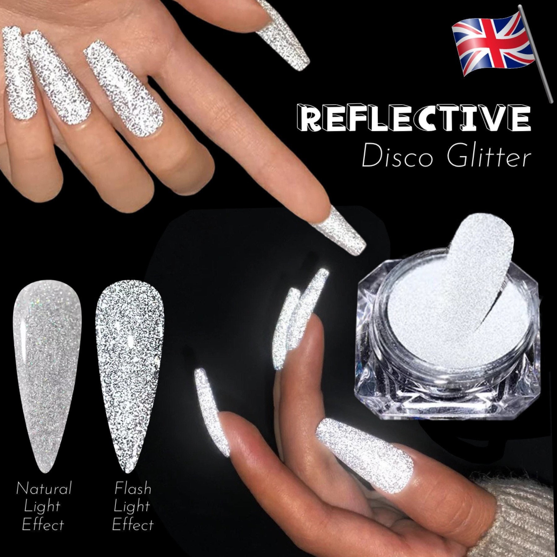 Reflective Disco Nail Glitter Powder Flash for Ordinary Varnish