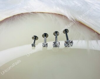 CASSIECA 6 Pezzi Cartilagine Orecchini In Acciaio Inossidabile Per Donne Ragazze Orecchini In Fiore Conch Barbell Piercing Tragus Helix Body Piercing Gioielli 16G - Foto 4