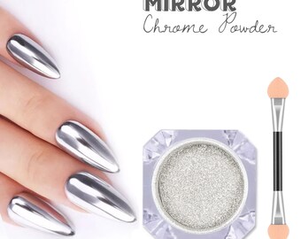 Forzero Silver Chrome Nail Powder - Rose Gold Effect Mirror Nail Powders  Pure Metallic Chrome Powder Manicure Pigments for Nail Art 