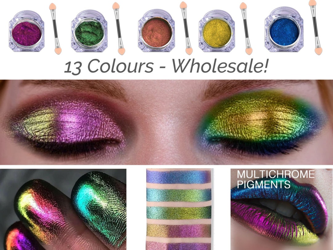 19 Colours Set Multichrome Chameleon Eyeshadow Face Body Makeup Shining  Pigment Mirror Chrome Colour Shifting Multi Duo Chrome Loose Powder 