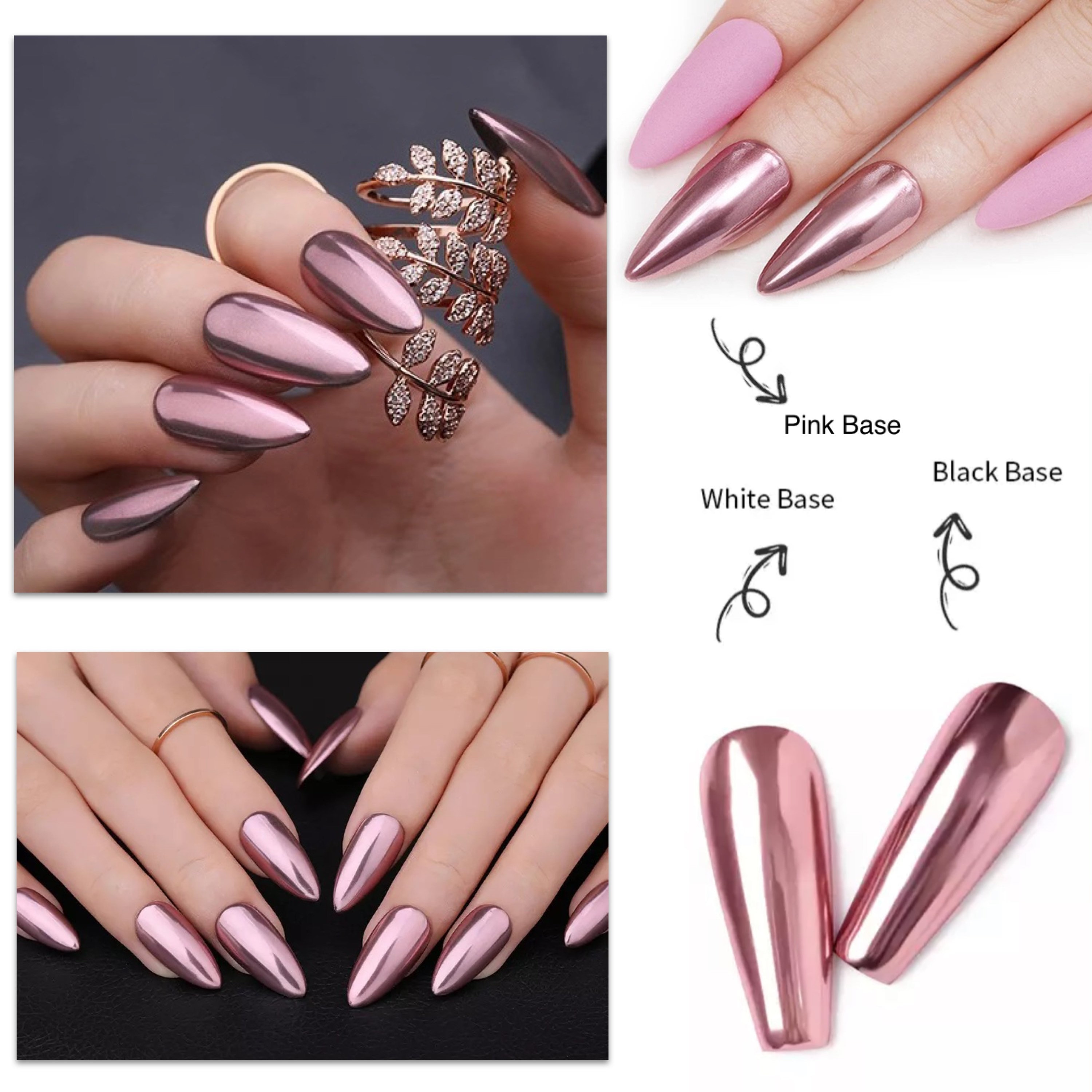 Press On Pink and Rose Gold Frame Nails | The Nailest
