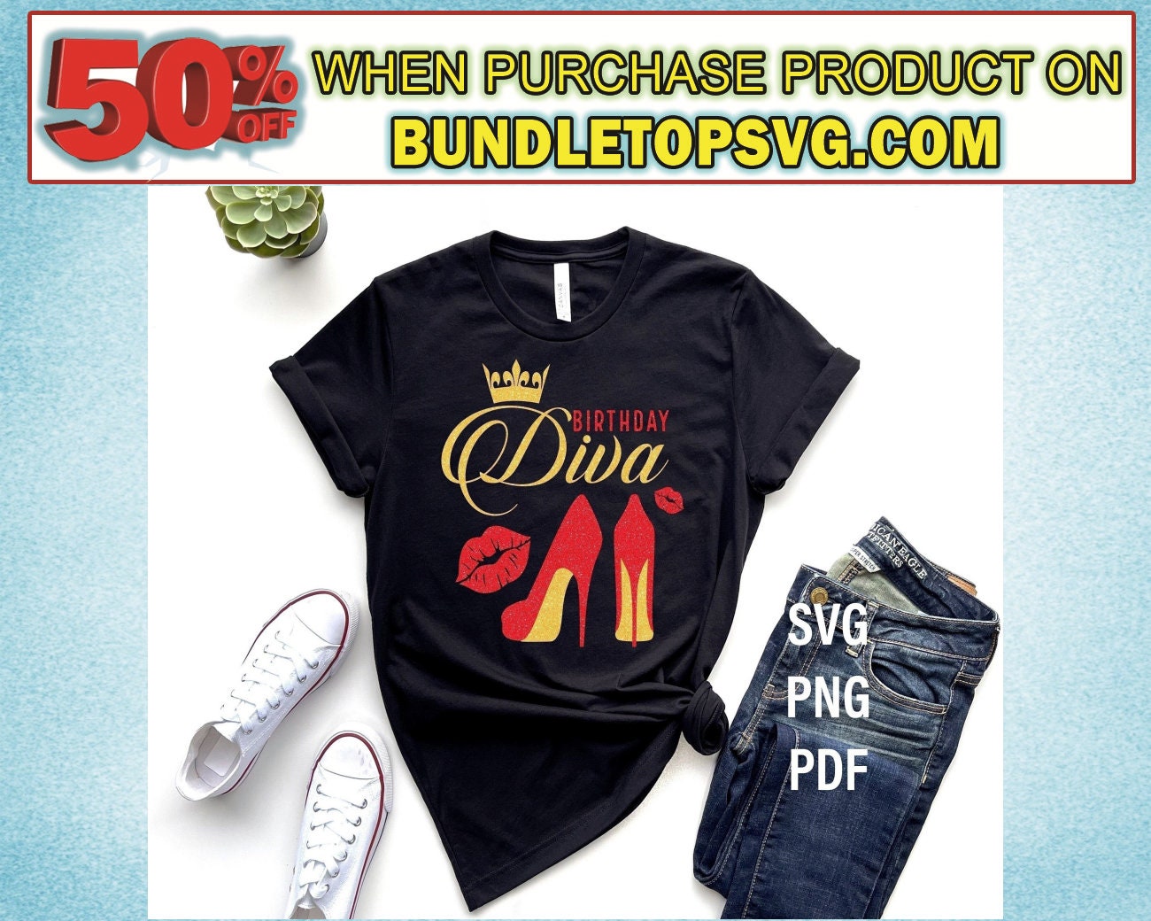 Birthday Queen Svg Png Pdf, Birthday Diva Svg, T-Shirt It's My Svg Png Pdf