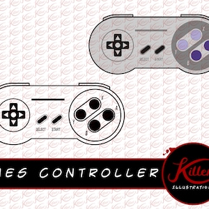 SNES kontroler wektor | Clipart | Cut plik | Natychmiastowe pobieranie cyfrowe | SVG | PNG | PDF | Jpg | EPS | DXF |