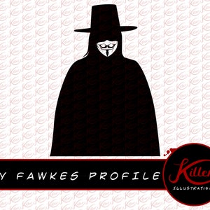 Guy Fawkes profiel Vector | Anon illustraties | Hacker | Bestand knippen | Instant Digitale Download | SVG | PNG | PDF | Jpg | EPS | DXF |